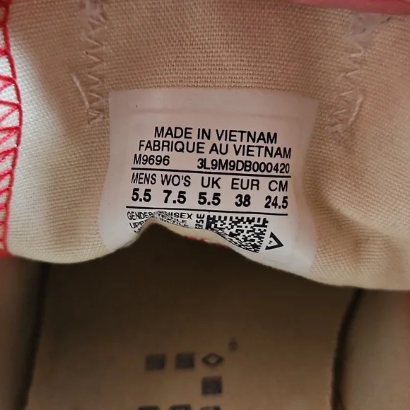 All Star Converse Chuck Taylor Red Low Top Size 7.5 - Picture 3 of 6